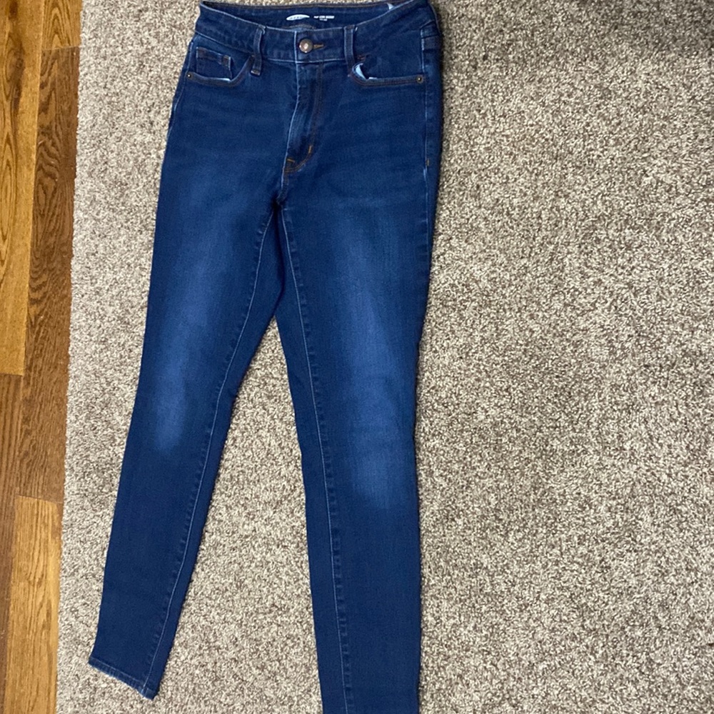 Old navy pop icon skinny mid rise dark wash jeans